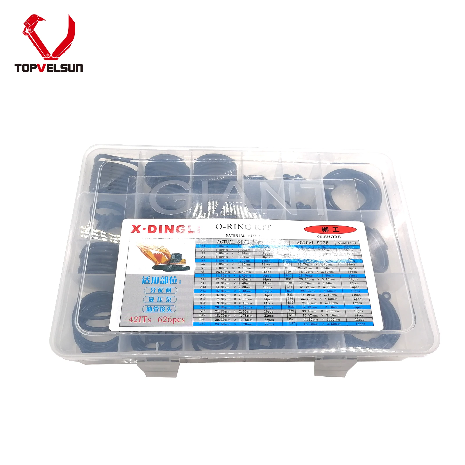 TOPVELSUN Excavator O-Rings Assortment Kit, 626 PCS Replacement for LiuGong Aftermarket Replacement Parts