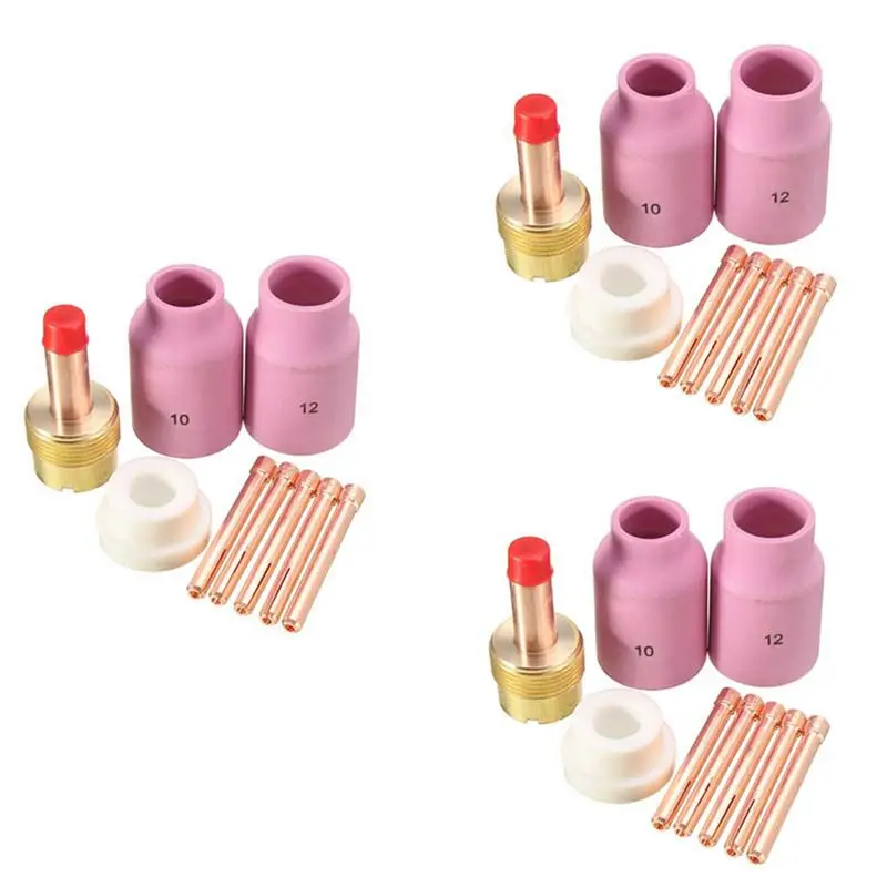 ABGE-27Pcs TIG Welding Torch Large Long Gas Lens & Alumina Cup For WP17 WP18 WP26 TIG Collet Bodies Spares Kit Accessories
