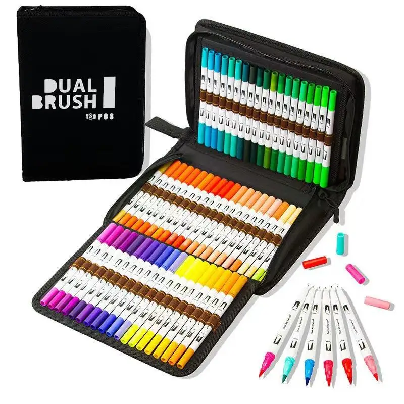 Colouring Pens 80 Colours Felt Tip Pens Dual Tip Brush Pens Drawing Pen Art Pen Markers for Colouring Painting Sketching