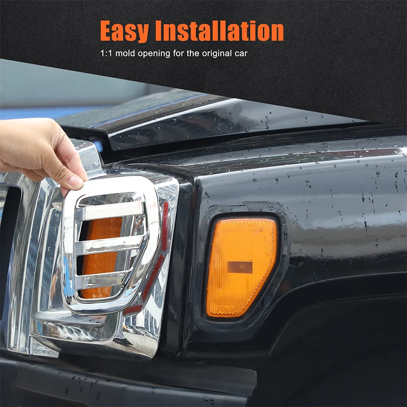 

For Hummer H3 2005-2009 ABS Silver Car Side Turn Signal Cover Protector Cover Trim Sticker Car Accessories