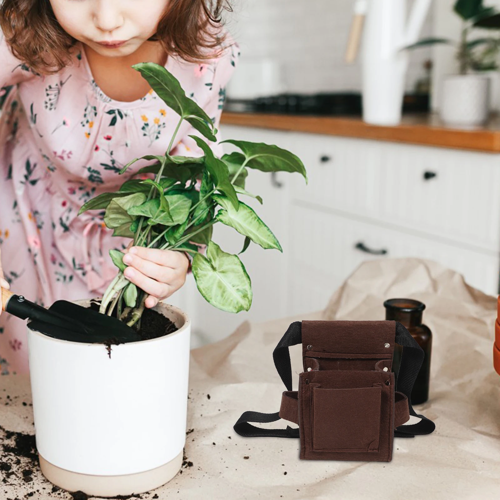 Ensemble d'outils de jardinage pour enfants, avec sac de rangement de ceinture, Portable pour une organisation facile, jeu en plein air, comprend des outils de creusement pour les tout-petits