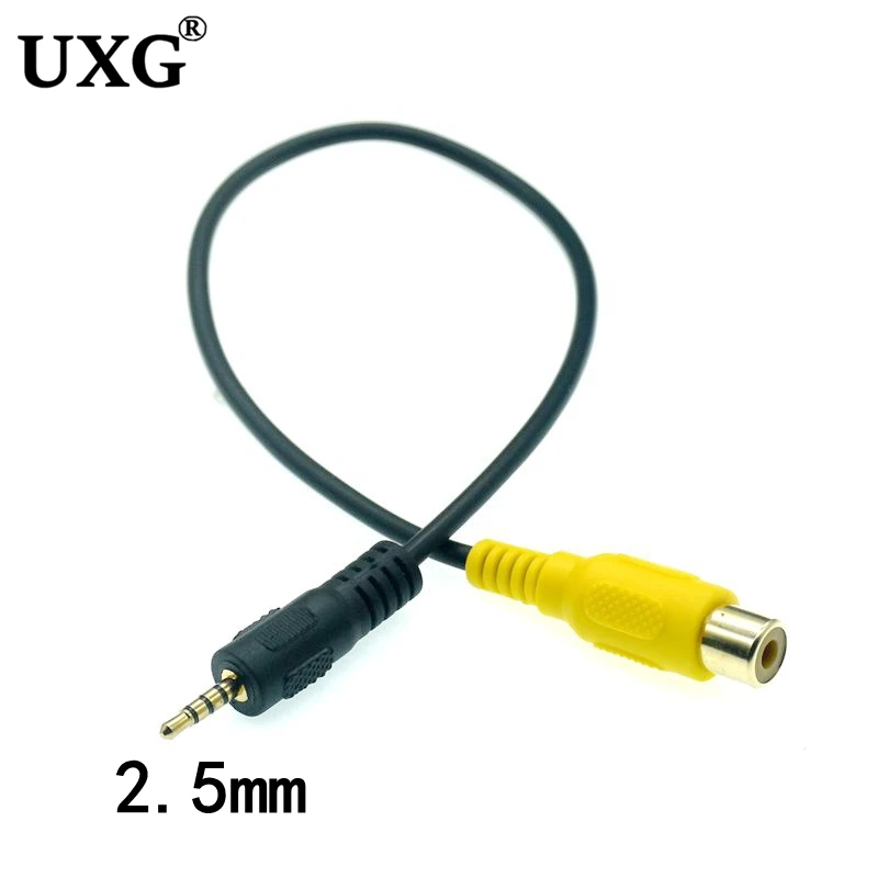AV In Video Cable Adapter 2.5mm AV Jack Male Plug To RCA Female Adapter Cable for GPS and Rear Camera