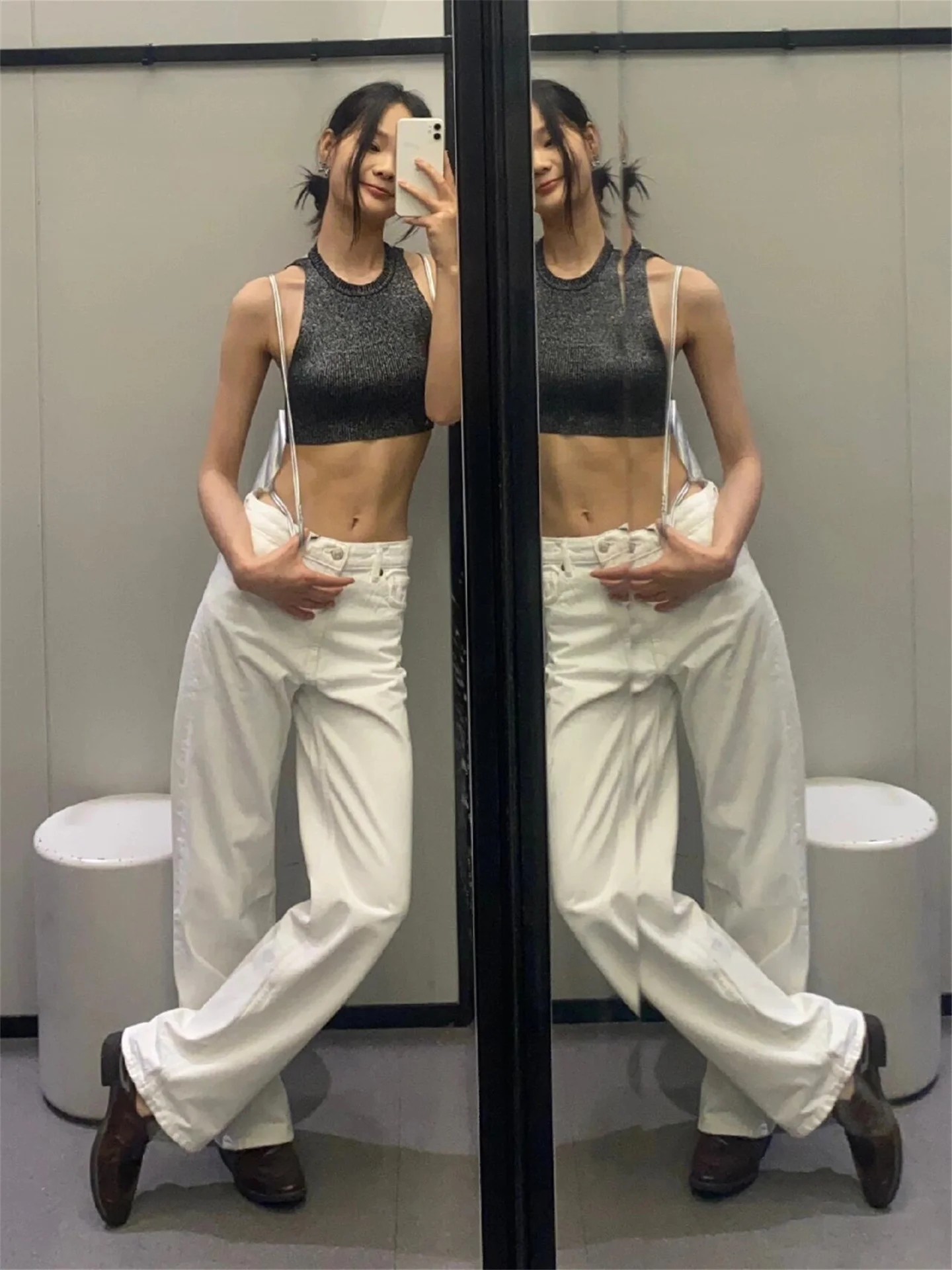 

Женские джинсы прямого кроя с удлиненными штанинами, свободного силуэта, весенние, с эффектом похудения, повседневные, с низкой посадкой, из хлопкового денима