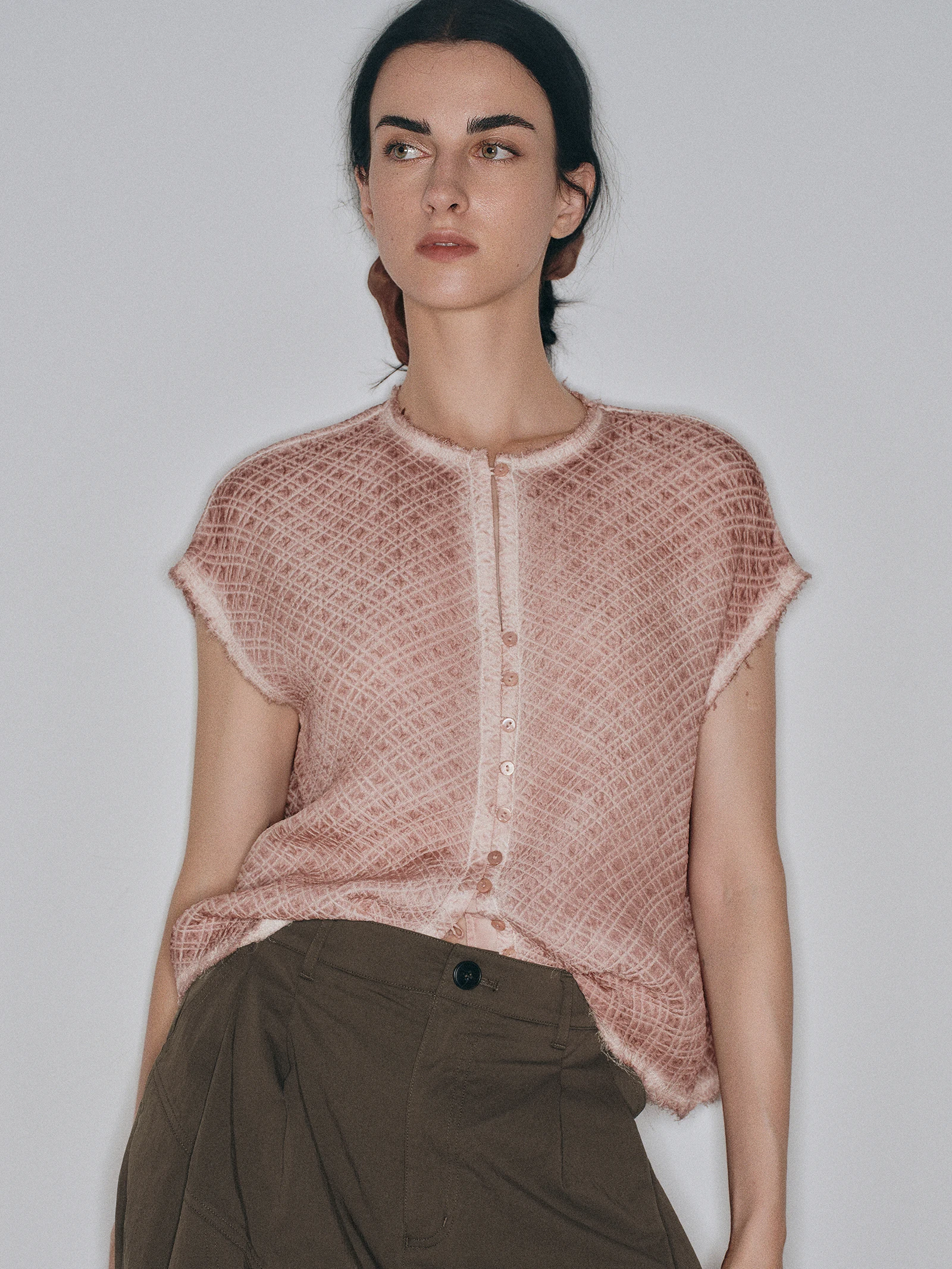 

Художественная винтажная тяжелая футболка из легкой дышащей ткани с ромбическим узором, женская круглая футболка Ne Svel Ca...