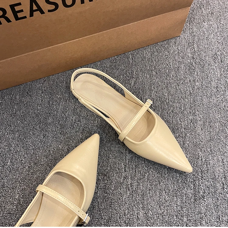New Spring Women's French-Style Closed-Toe Sandals Luxurious Slip-On Designer Shoes Fashionable and Elegant Party Flat Sandals