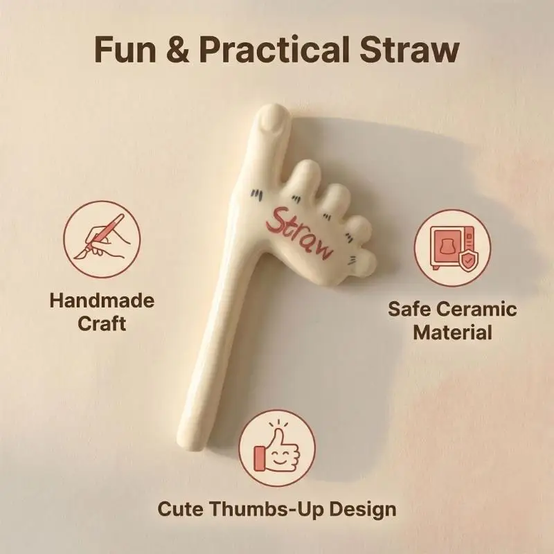 G92C Artistic Toe Themed Drinking Straw Ceramic Straw Fun Addition To Any Beverage