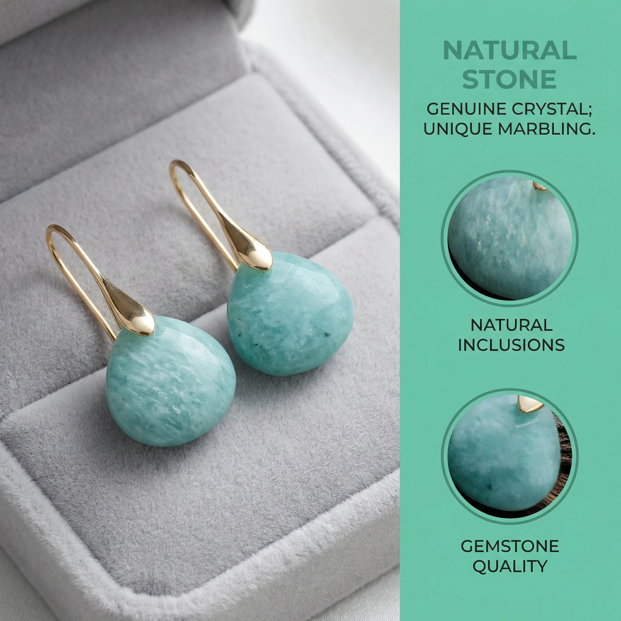 

Natural Crystal Earrings Pendant for Women Daily Wear, Beach Vacation or Spring/Summer Jewelry Accessories Gift