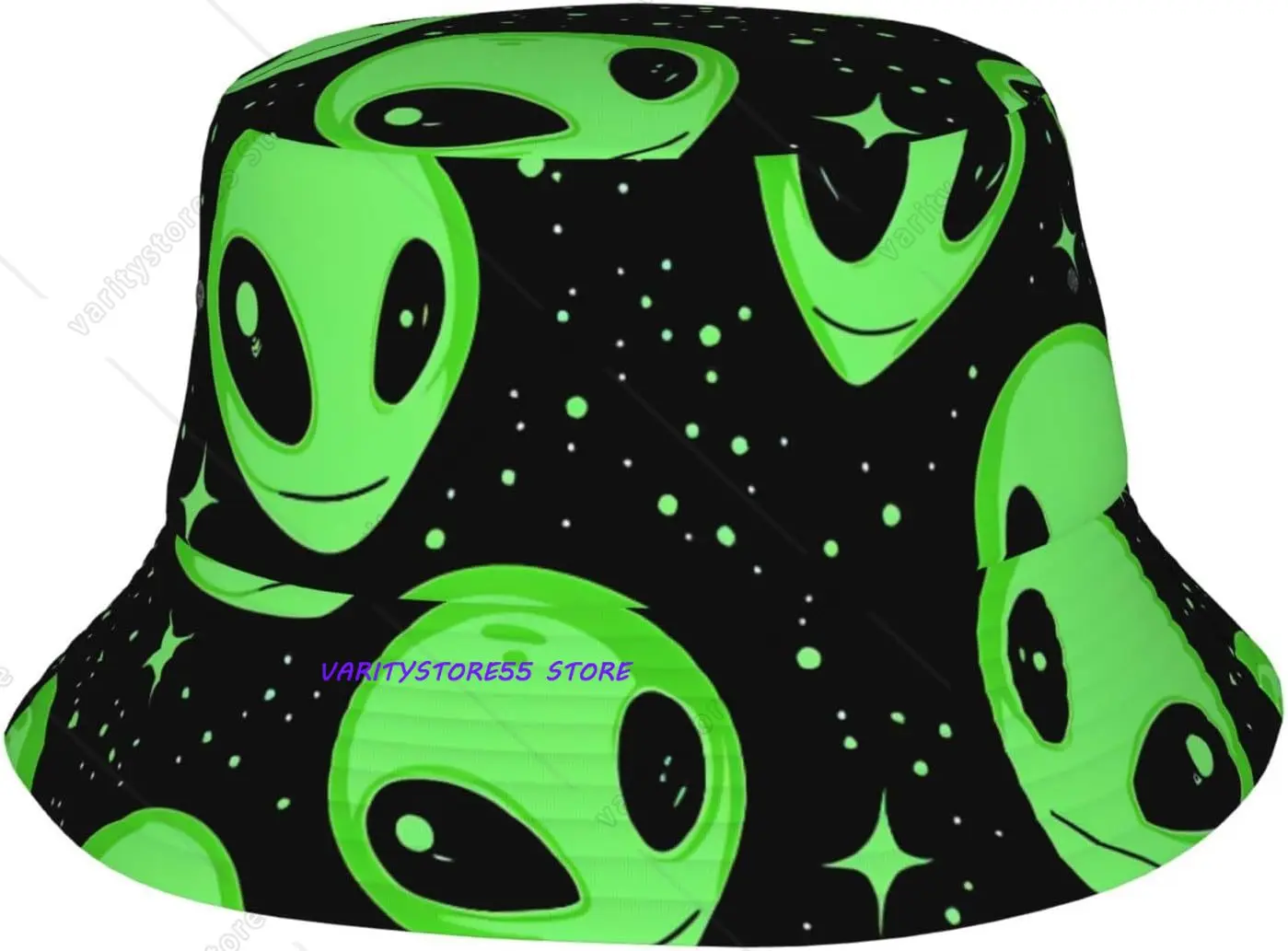 Green Space Alien Foldable Wide Brimmed Sun Hat for Unisex, Uv Protection Outdoor Hat for Hiking,Travel