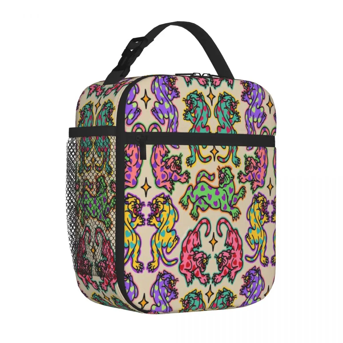 Bestselling Love Panthers (shiratwig) Floral Food Storage Bag Office Daily Nylon Lunch Bag