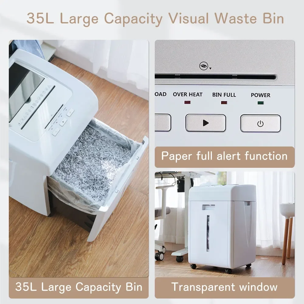 35L P-5 Micro Cut Automatic Paper Shredder 200 Sheets Heavy  Document Destroyer for Office & Commercial Use factory