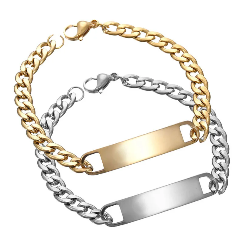 

vogue Nameplate bracelet Can be engraved stainless steel charms chain on Valentine's Day gift for men and women couples