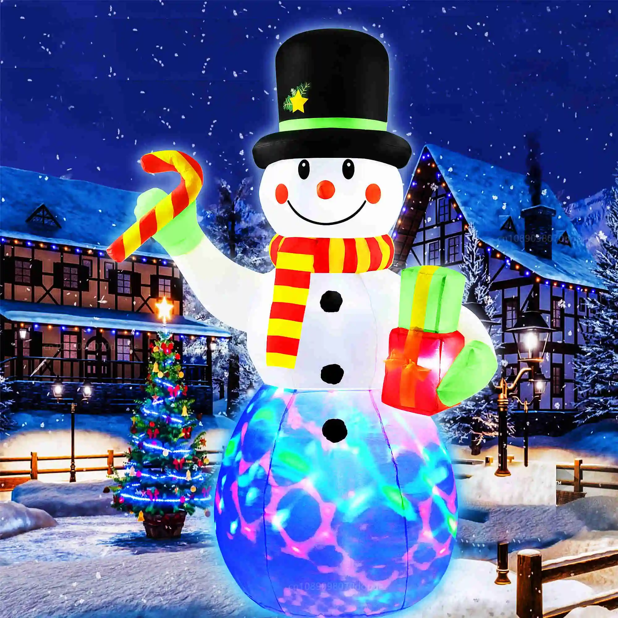 عيد الميلاد نفخ ثلج قصب الحلوى هدية صندوق ثلج المدمج في الملونة تدوير مصباح ليد عطلة حديقة فناء الحديقة هدايا الحفلات