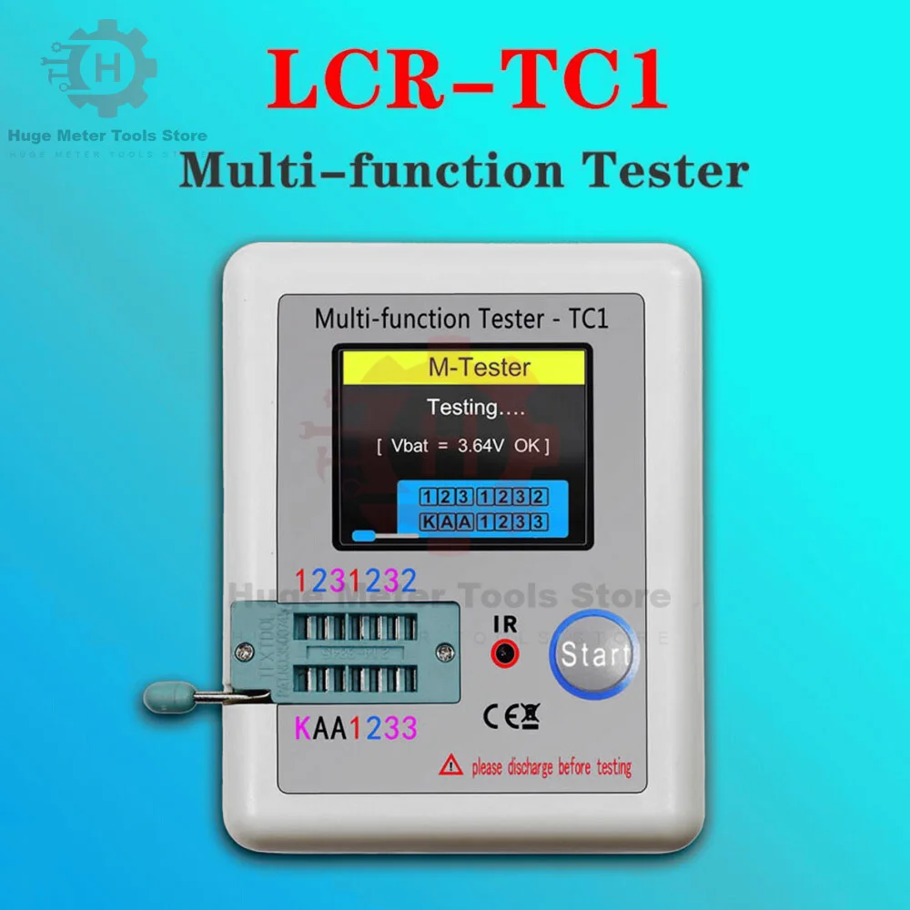 LCR-TC1 Multimeter Digital penguji Transistor TFT Backlight Transistor Tester Diode Triode kapasitor Resistor Meter