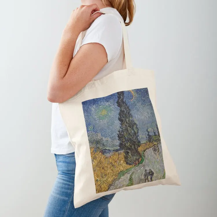 

Road with Cypress and Star Tote Bag shopping trolley bag Eco bag university shopper Canvas