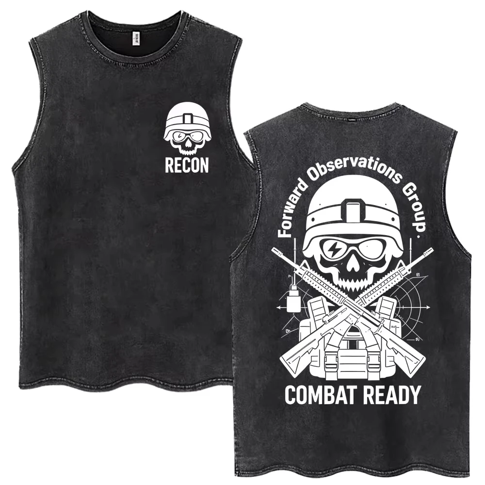 2026 Men Vintage Outdoor Explorer Radar Graphic Tank Top Washed Black Sleeveless Tee Retro Adventure Streetwear Cotton Vest