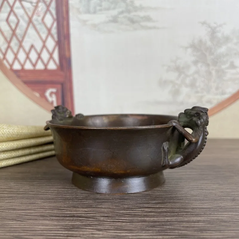 Antique-style double Pixiu pen washer ornament retro new Chinese incense burner for study or office desk
