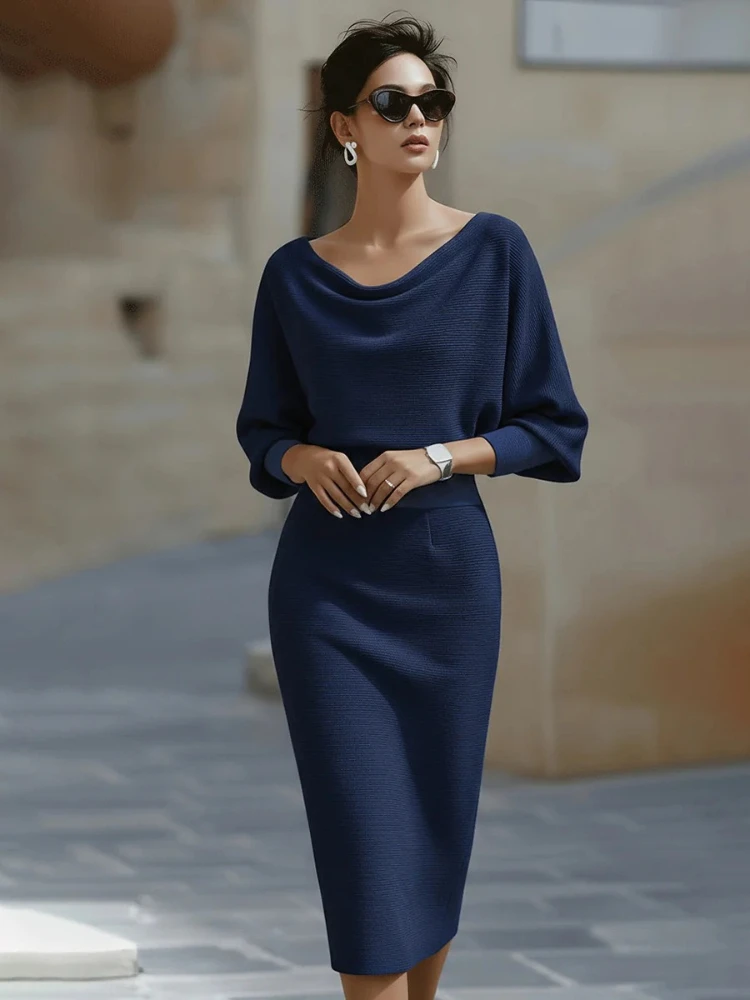 

Autumn 2025 New White Boat Neck Dresses for Woman Elegant Sexy Midi Dress Robe Femme Woman Clothes