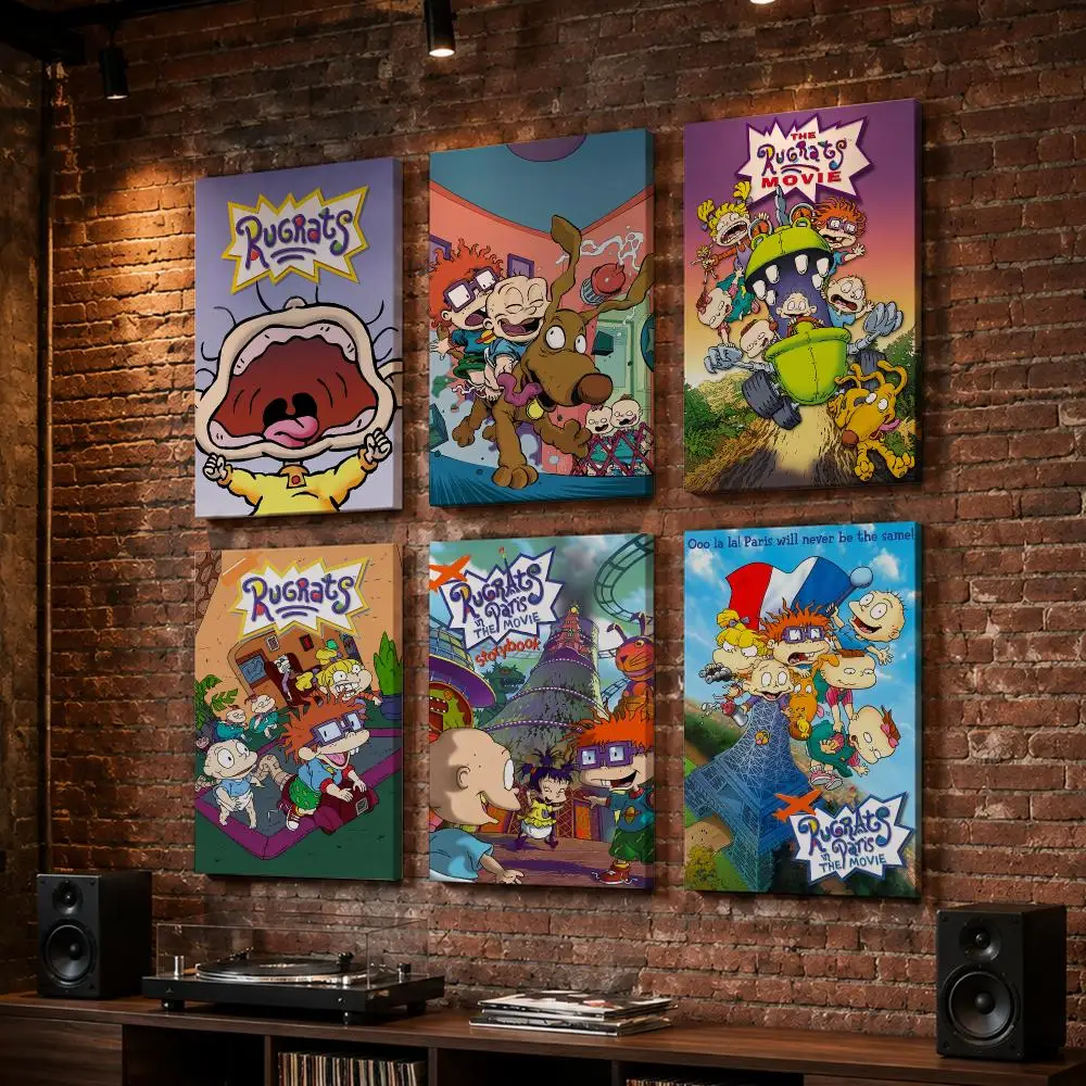 R-Rugrats Cartoon Cute Framed Wall Painting Wood Framed Wall Art Print For Bedroom Living Room Hallway Office Home Decor