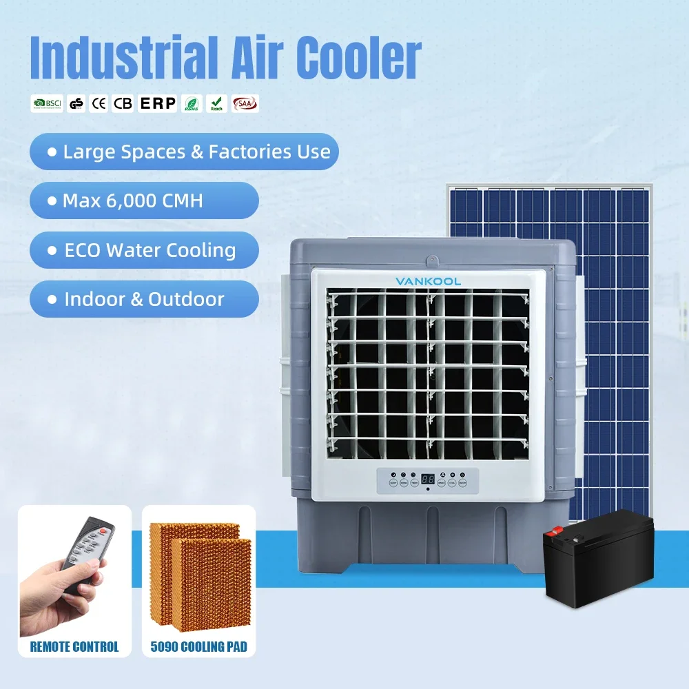 Wall Rechargeable AC DC Solar Humidifier Window Air Cooler Fan Airconditioner Climatiseur Solaire Aires Acondicionados Ce.