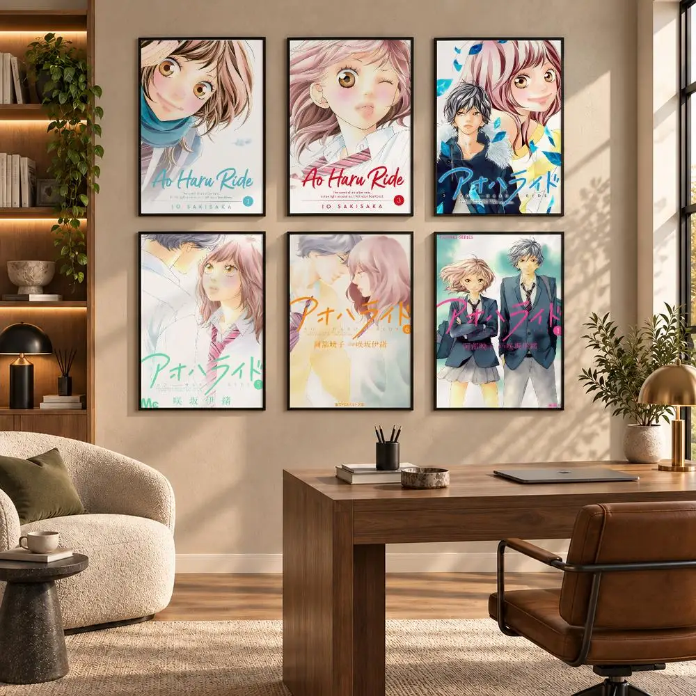 Anime A-Ao Haru Ride Poster Self-adhesive Art Waterproof Paper Sticker Coffee House Bar Room Wall Decor