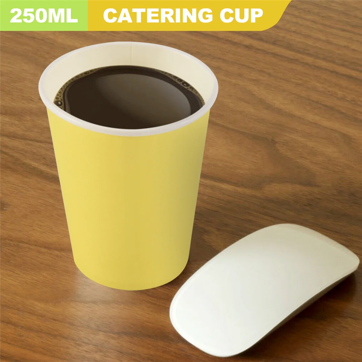 

ABZL 20 Paper Cups (9oz) - Plain Solid Colours Birthday Party Tableware Catering(yellow)