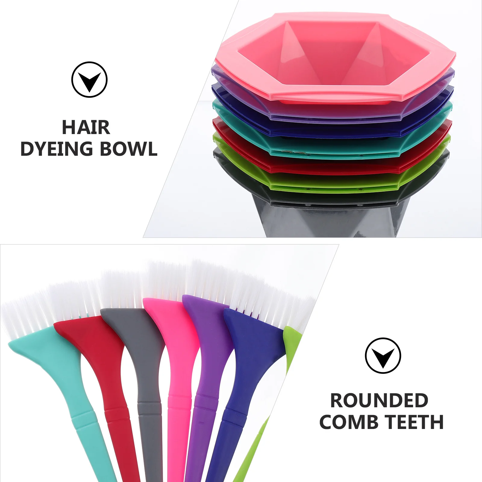 7Sets Hair Dye Kit Hair Coloring Tool Salon Household Hairdressing Supply Reusable Easy Clean Brush Bowl Set Bowl