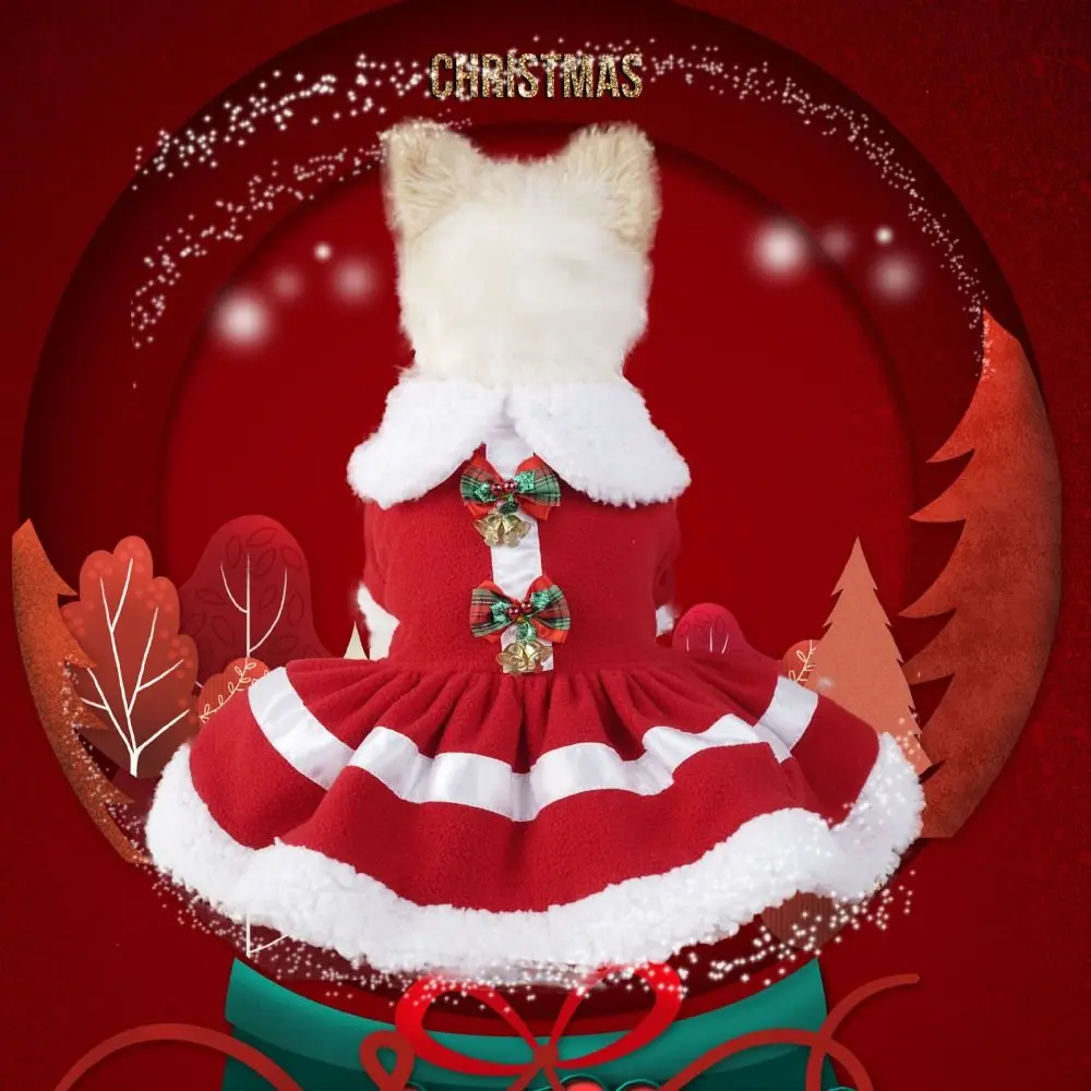 

Comfortable Cute Santa Claus Dog Skirt Breathable Warm Cats Christmas Dress Soft Dog Winter Clothes for Puppy Kittens