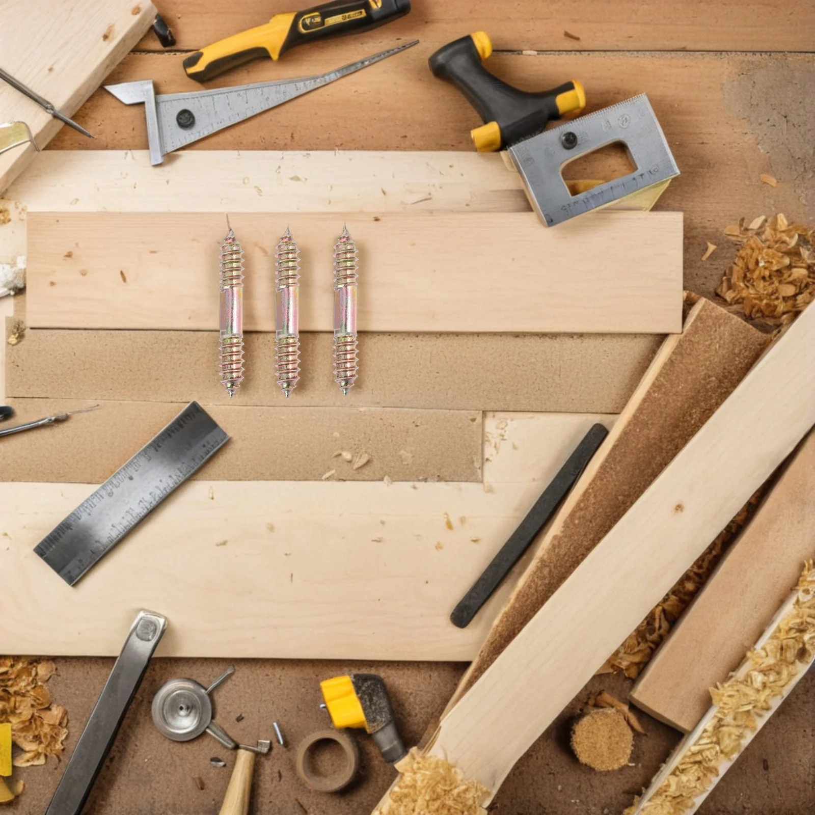 

25Pcs Double Headed Self Tapping Screws Flat Tail Double Threaded Fasteners for Furniture Sofa Table Chair Staircase