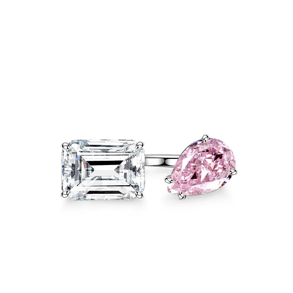 

Light Luxury New Sterling Silver Live Ring S925 Women's Wholesale Pink Diamond Ins Style Adjustable Opening Ring