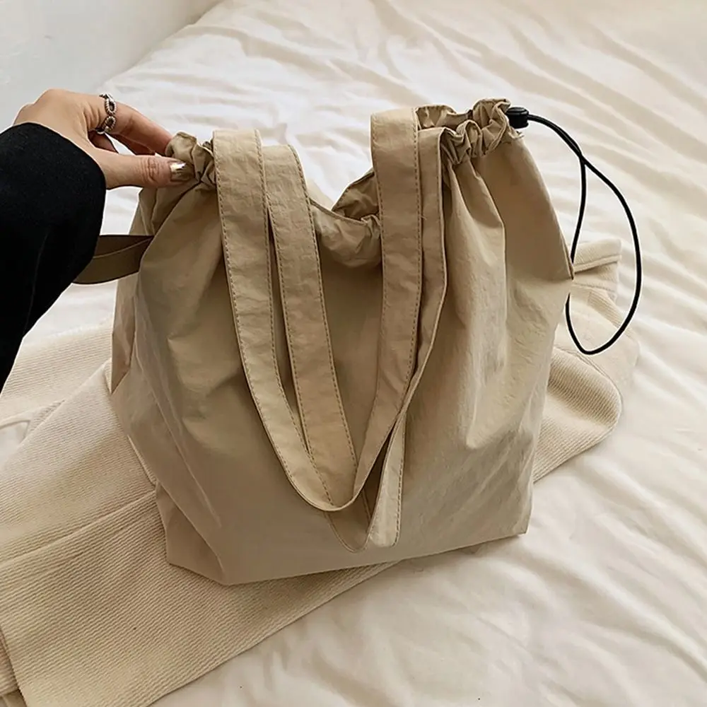 New Casual Drawstring Shoulder Bag Large Capacity Messenger Bag Tote Bag Nylon Crossbody Bag Women