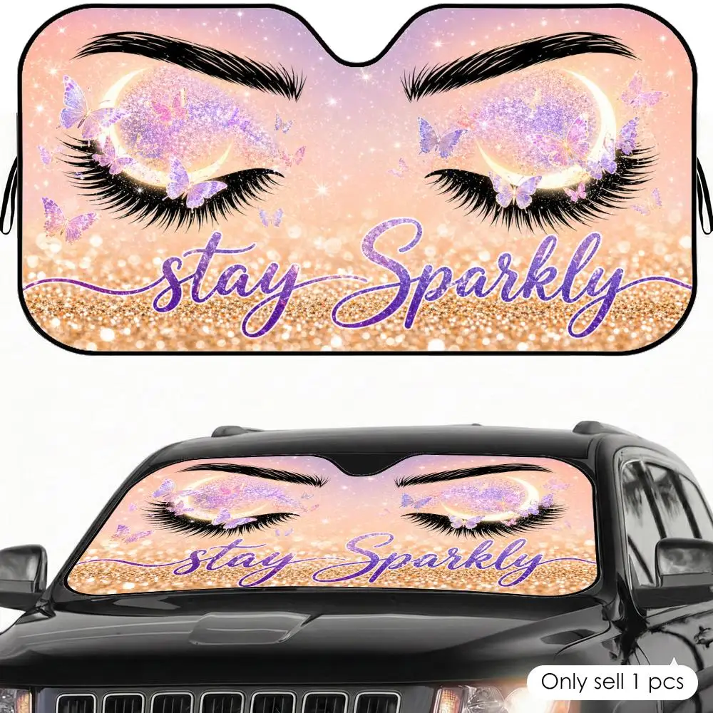 Hello Beautiful Makeup Sun Visor Foil Windshield Sunshades UV Protector & Heat Shield Car Front Window Foldable