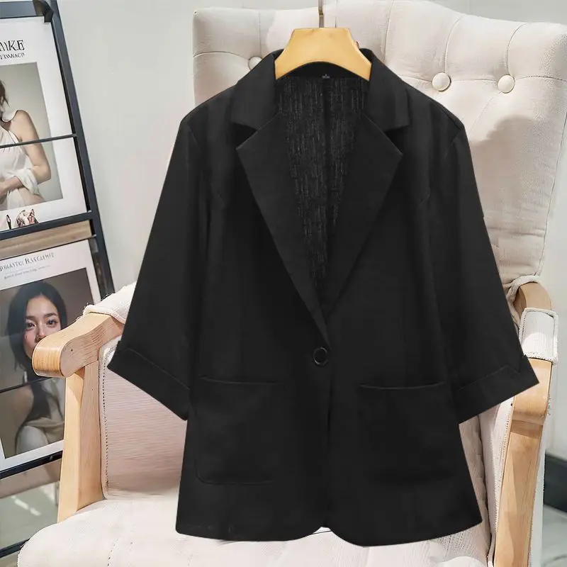 

Long Blazers Woman Elegant Office Lady Slim-Fit Double-Breasted Blazer Autumn Notched Collar Fashion Outerwear Minimalist New