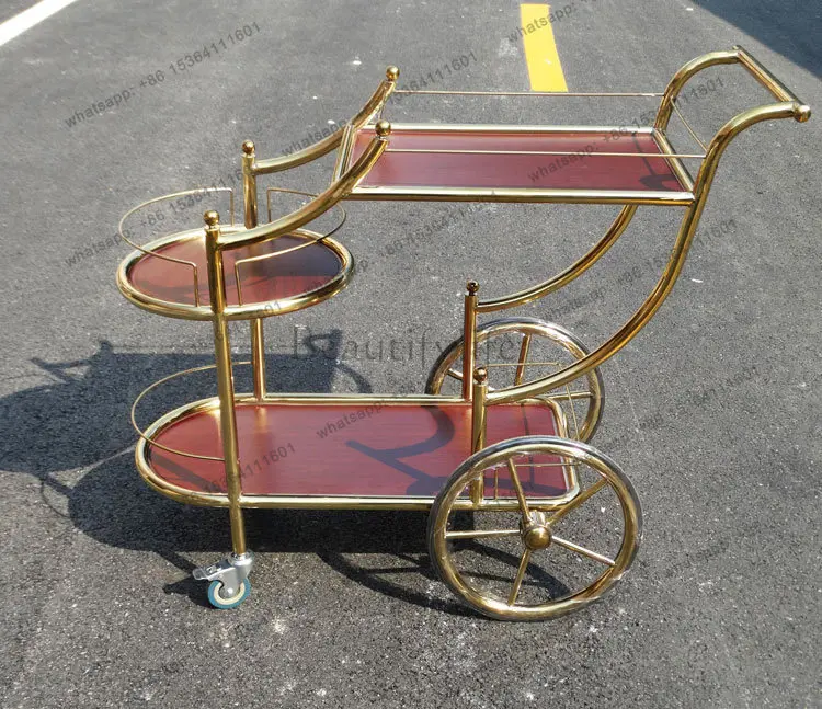 European Titanium Dessert Cart Solid Wood Princess Wine Restaurant Tea Cart