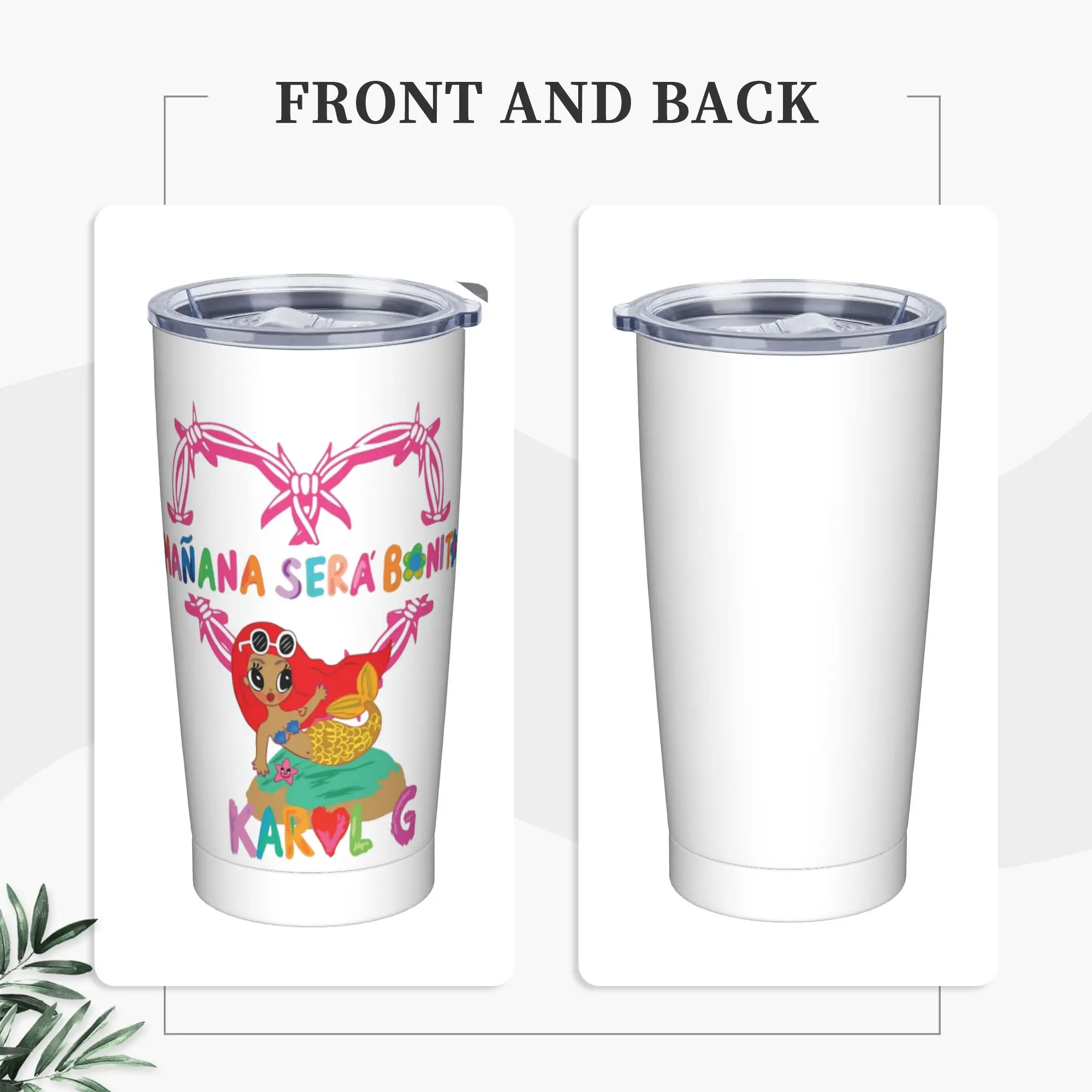 Stainless Steel Tumbler Manana Bonito Karol G Heart Tattoo Thermal Cups Keep Heat Cold and Hot Car Mugs Travelist Water Bottle