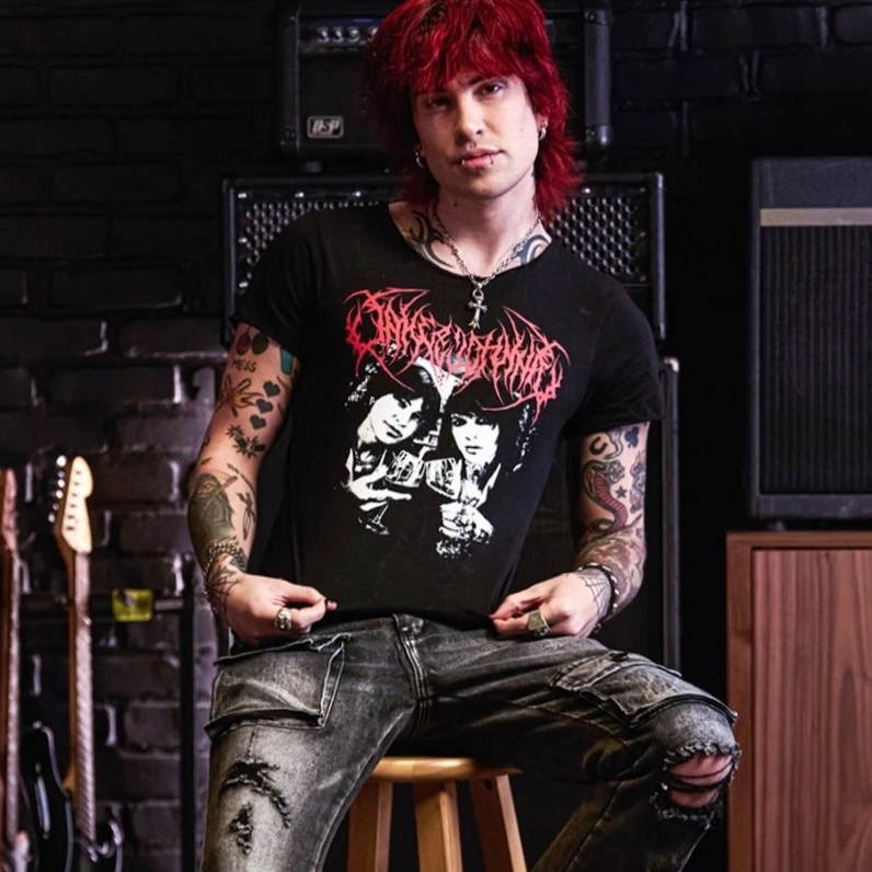 Punk horror graphic t shirts oversized y2k top harajuku vintage cotton streetwear short sleeve t shirt men women clothing