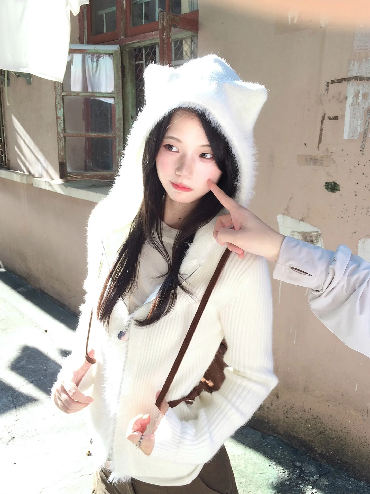 

Ladies Lazy Sle Knitted Sweater Autumn Soft Cute Hooded Cardigan Outerwear Straight Cut Regular Sve Long Zipper Closure