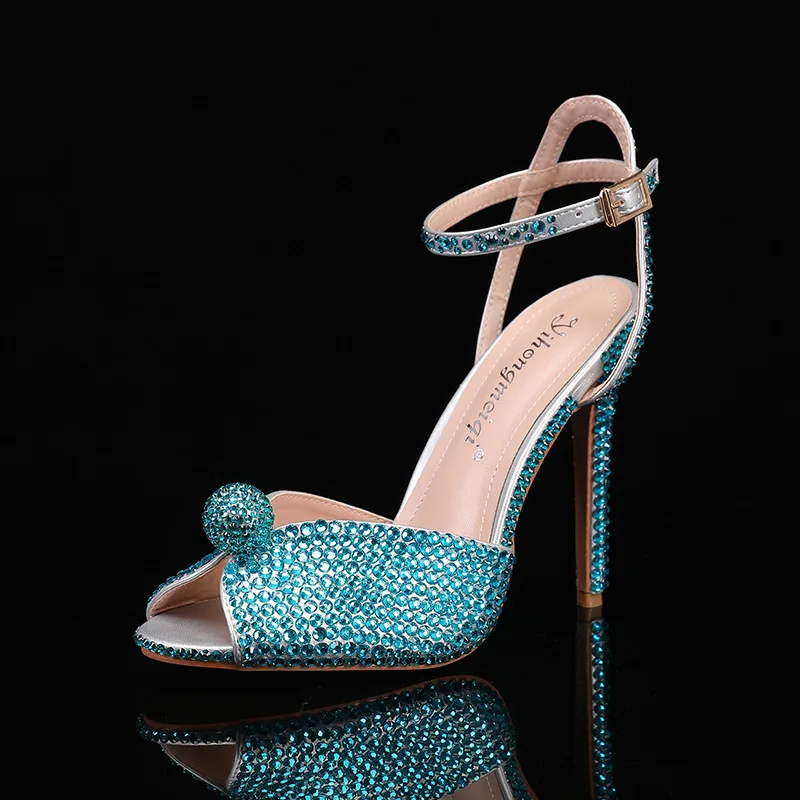 

Fashion Designer Womens Shoes Luxury Rhinestone High Heeled Sandals for Woman Exquisite Banquet Wedding Shoes Sandalias De Mujer