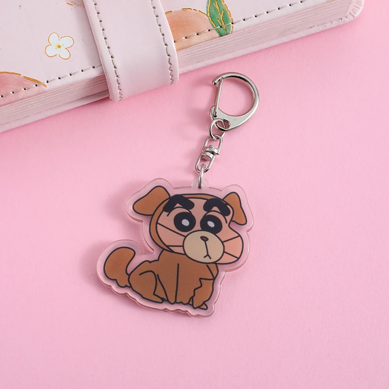 Crayon Shinchan Anime Lilo and Stitch Pendant Keychains Holder Car Key Chain Key Ring Mobile Phone Bag Hanging Jewelry Gifts