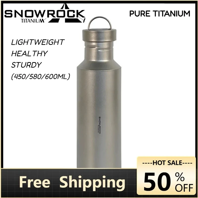 

Титановая бутылка для воды SNOWROCK с широким горлышком, многоразовая спортивная бутылка для питья, для активного отдыха, кемпинга, походов, пикников, альпинизма, бега