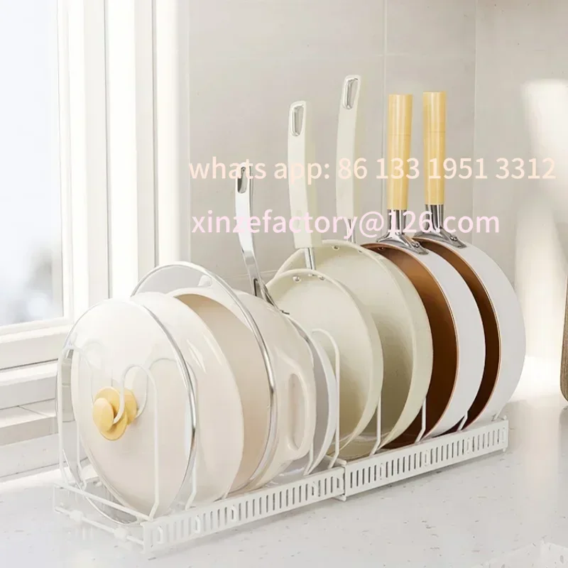 

Customizable Pot Rack Bowl and Plate Storage Rack Multi-layer Retractable Adjustable Carbon Steel Pan Dish Drying Cookware Rack