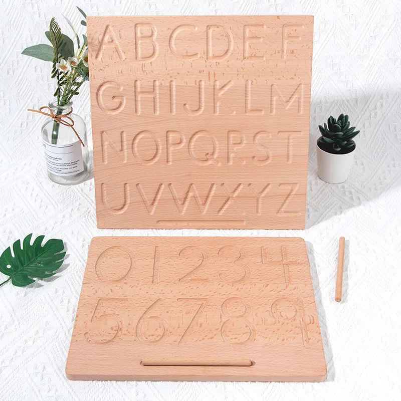 

Educational Toys Wooden Groove Writing Board Trace Letters Numbers Early Learning Tools Montessori Language Activity Motor Skill