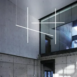 Nordic Minimalism Long Strip Led Chandelier Acrylic Office Showroom Pendant Light Lighting Dining Room Bar Hanging Lamp Fixtures