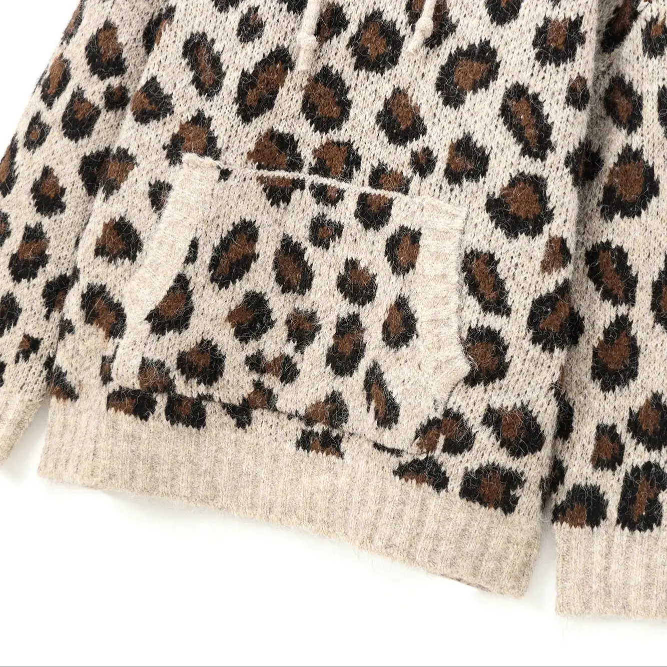 الشتاء النساء الملابس هوديي سترة الحيوان نمط الجاكار الرباط بأكمام طويلة محبوك البلوز امرأة #5