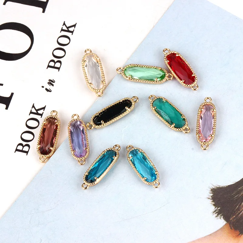 Crystal Glass Pendant Oval Shape Rhinestone Charms For Vintage Women's Earrings Earrings Bracelet DIY Crafts Supply 20pcs