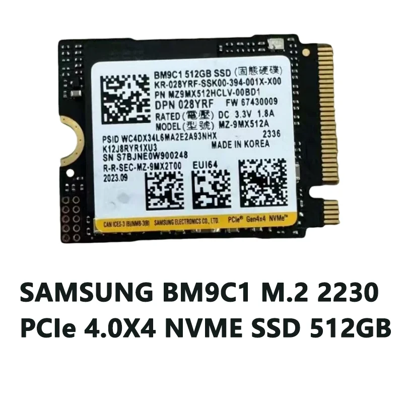 SAMSUNG-2230 SSD, PM991a, PM991, PM9B1M.2, 256, 30mm, NVMe PCIe, Gen3, x4, TLC, BM9C1, 2230 Go