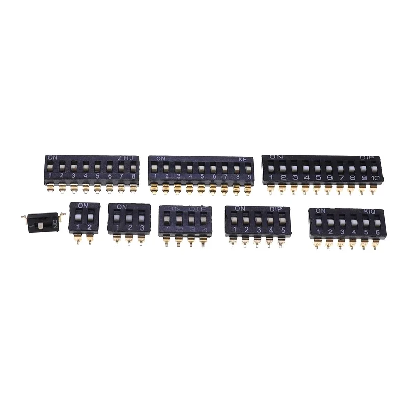 

10pcs/lot Slide Type SMT SMD Dip Switch, 2.54mm Pitch 2 Row 4 Pin 2 Position / 8 pin 4 Position / 16 pin 8 Position