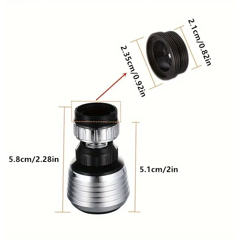 1PC 360° Rotating Kitchen Faucet Aerator - Water Saving Nozzle Filter with Universal Adapter & Splash Guard