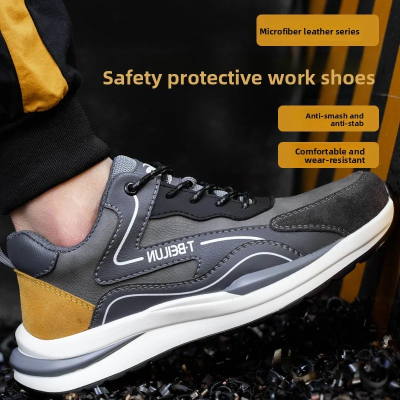作業用安全靴男性用安全ブーツスチールトゥキャップシューズ耐パンク性アンチスマッシング安全靴建設防水
