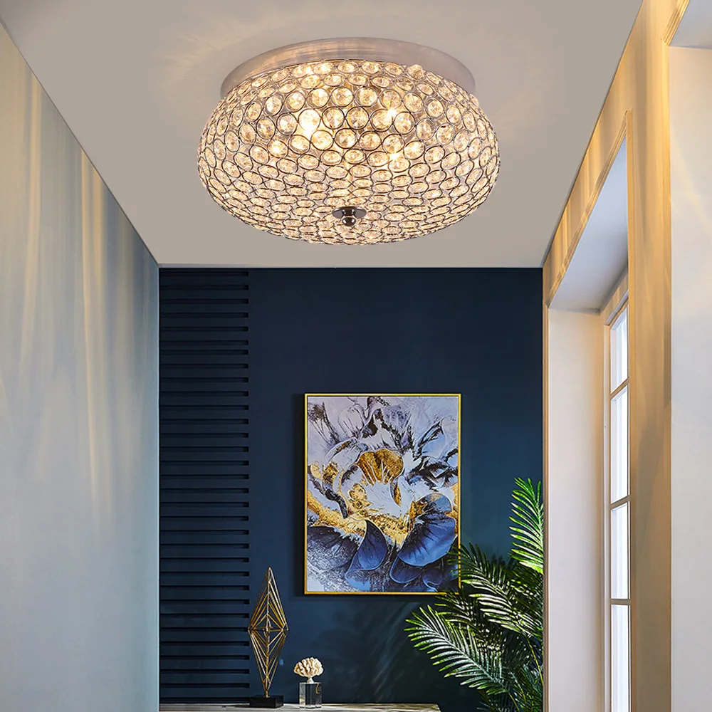 Plafonnier LED en cristal au design moderne, montage en surface sur panneau, luminaire décoratif d'intérieur, idéal pour un salon ou une chambre à coucher, 30cm