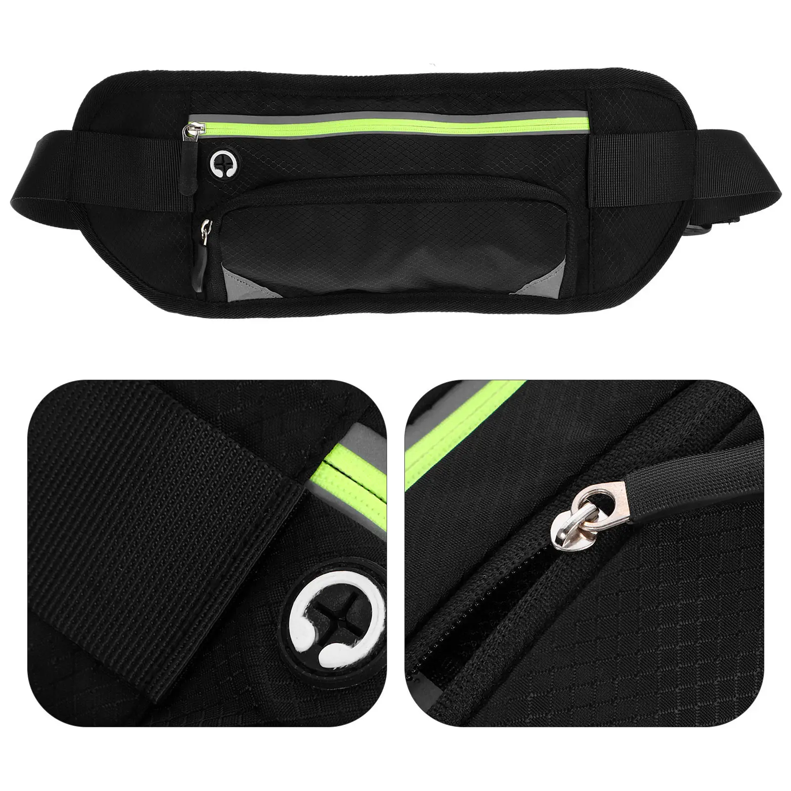 Running Waist Pack Bag – Adjustable Elastic Belt Pouch with Zipper for Phone up to 6 Inch, Hiking & Travel